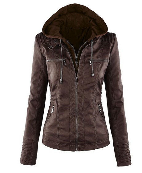 Leather Jacket with a Hood