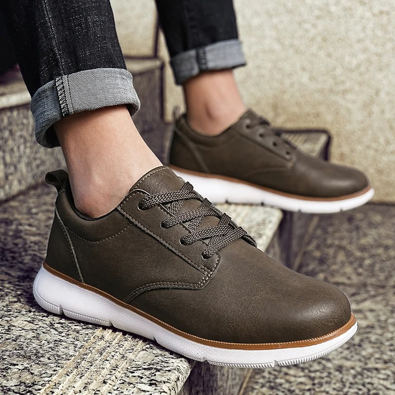 Cowhide Leather Sneakers with Cushioned Sole