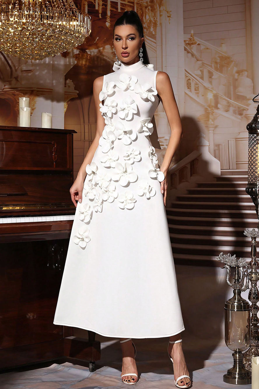 Ethel Flower Embellished Sleeveless Maxi-Length Dress