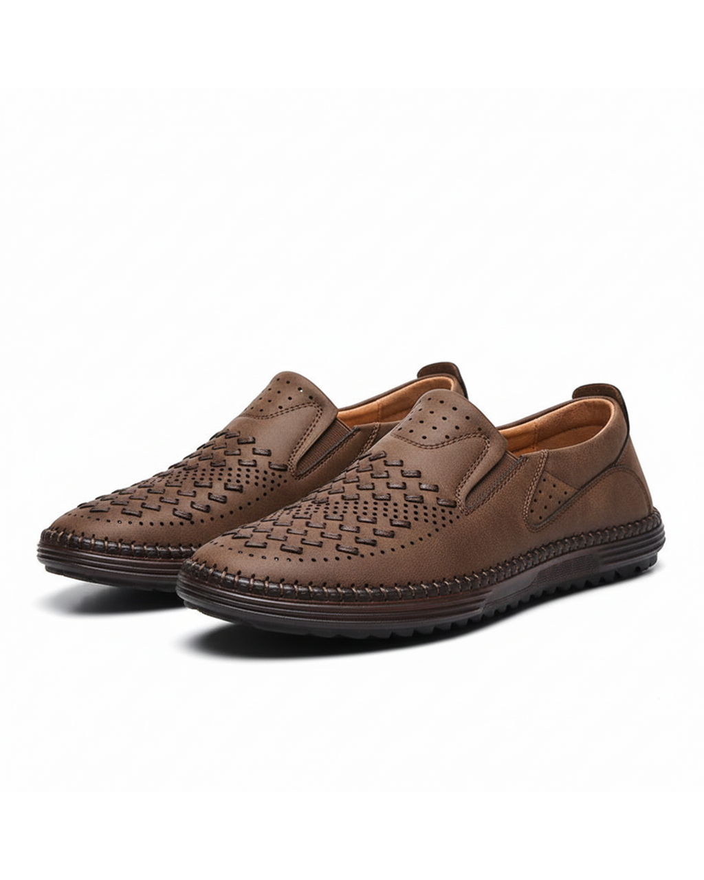 Leather Loafers with Hand-Stitched Detail