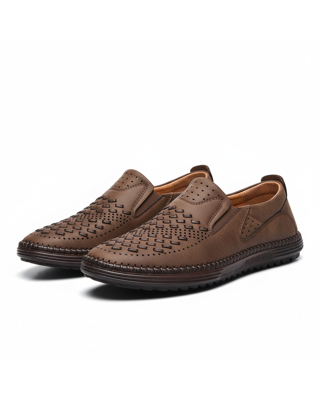 Leather Loafers with Hand-Stitched Detail