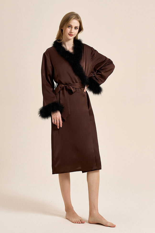 Modern Bettie Page Lilac Feather Robe