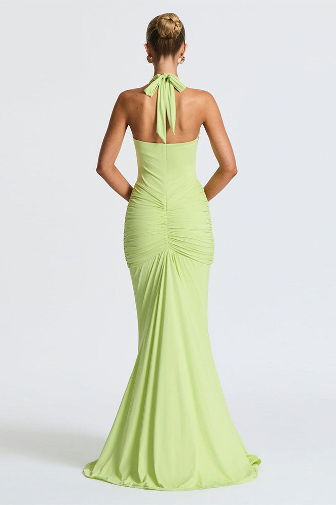 Halter Deep V Mermaid Maxi-Length Dress