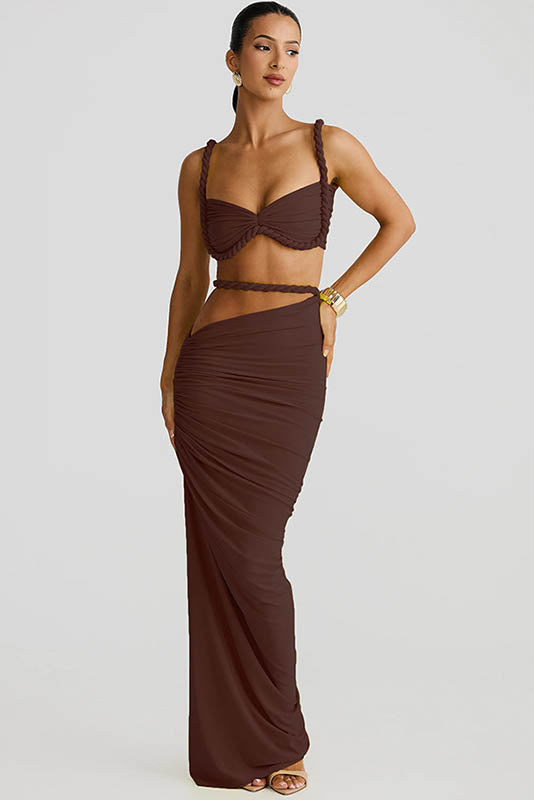 Coordinated Sea Breeze Halter Bikini & Skirt Set