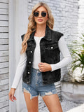 Lightweight Washed Denim Vest with Button Closure and Relaxed Fit