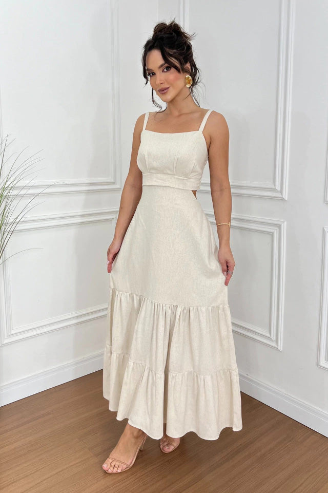 Trendy Versatile Solid Spaghetti Strap Midi-Length Dress