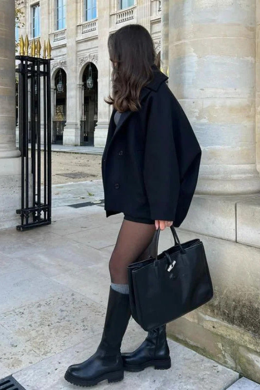 Modern Quiet Luxury Asymmetric Cape Coat