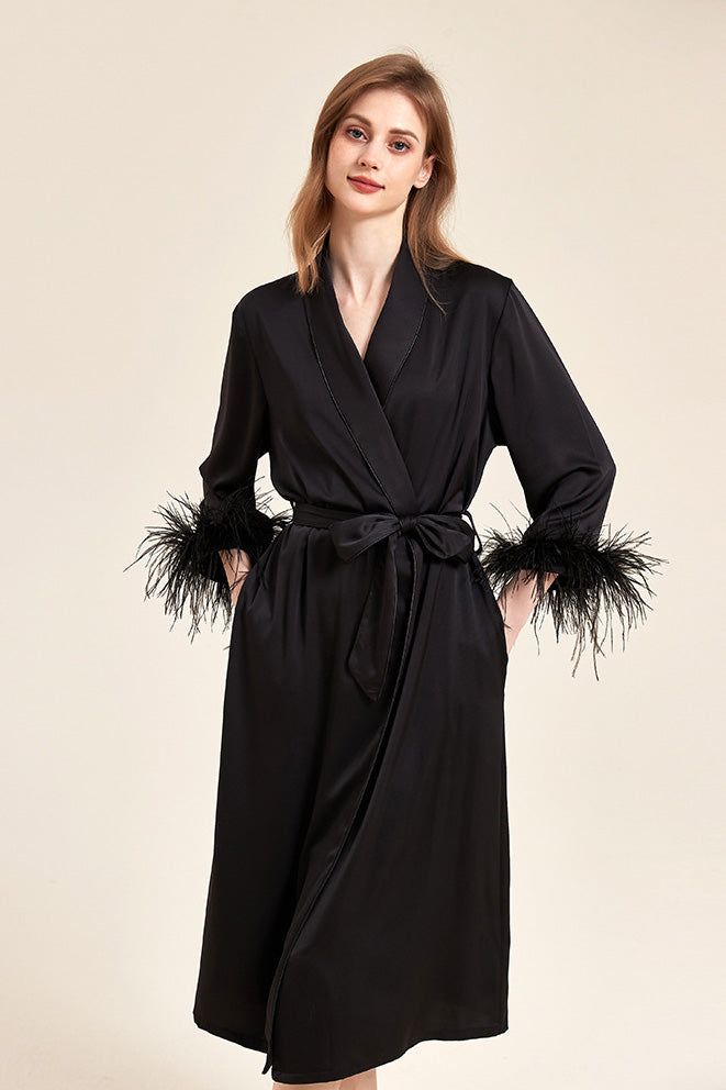 Modern Pink Feather Bridal Robe