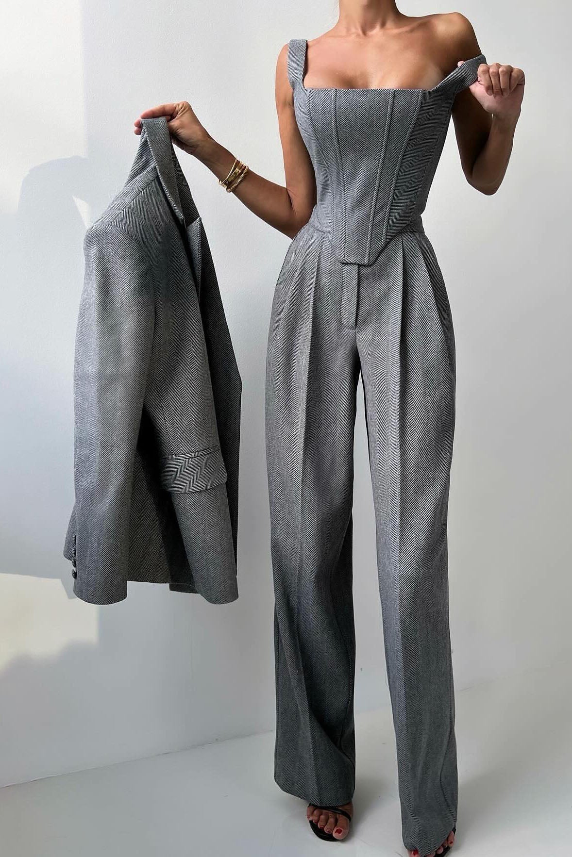 Modern Professional Belted Suit