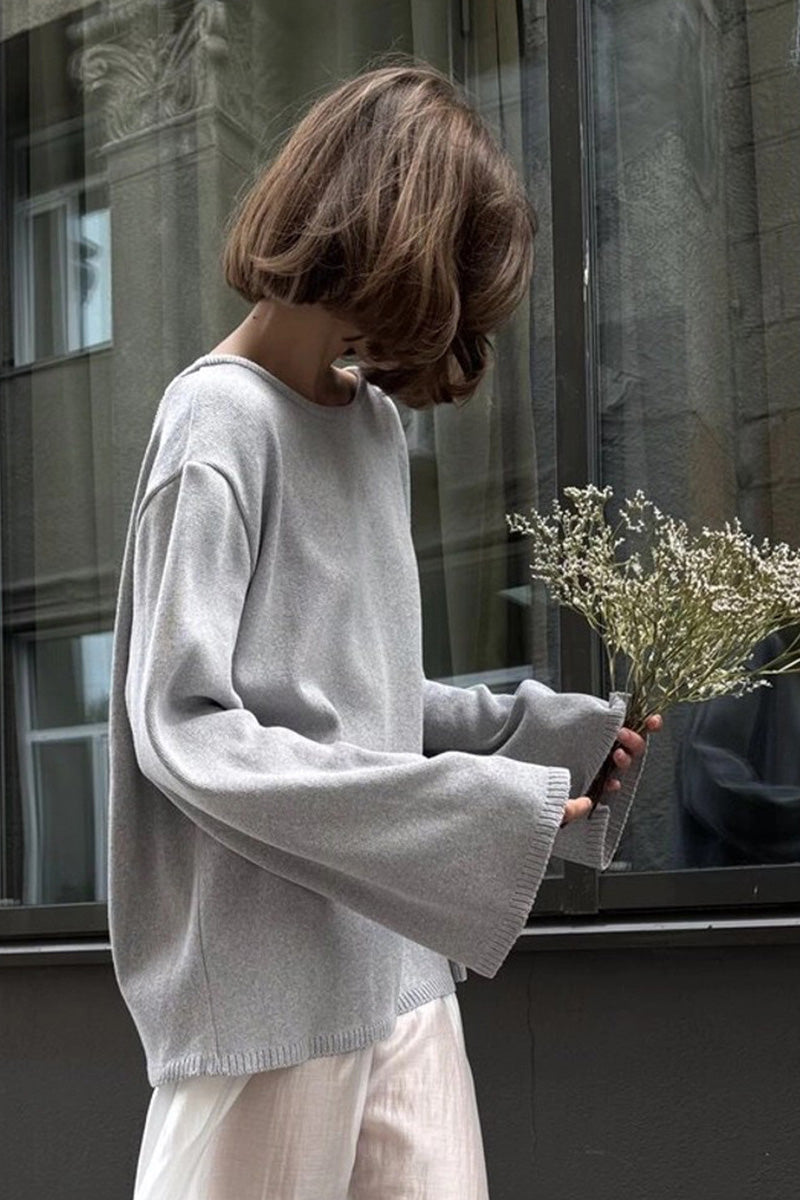 Hidden Open-Back Lazy Knit Sweater
