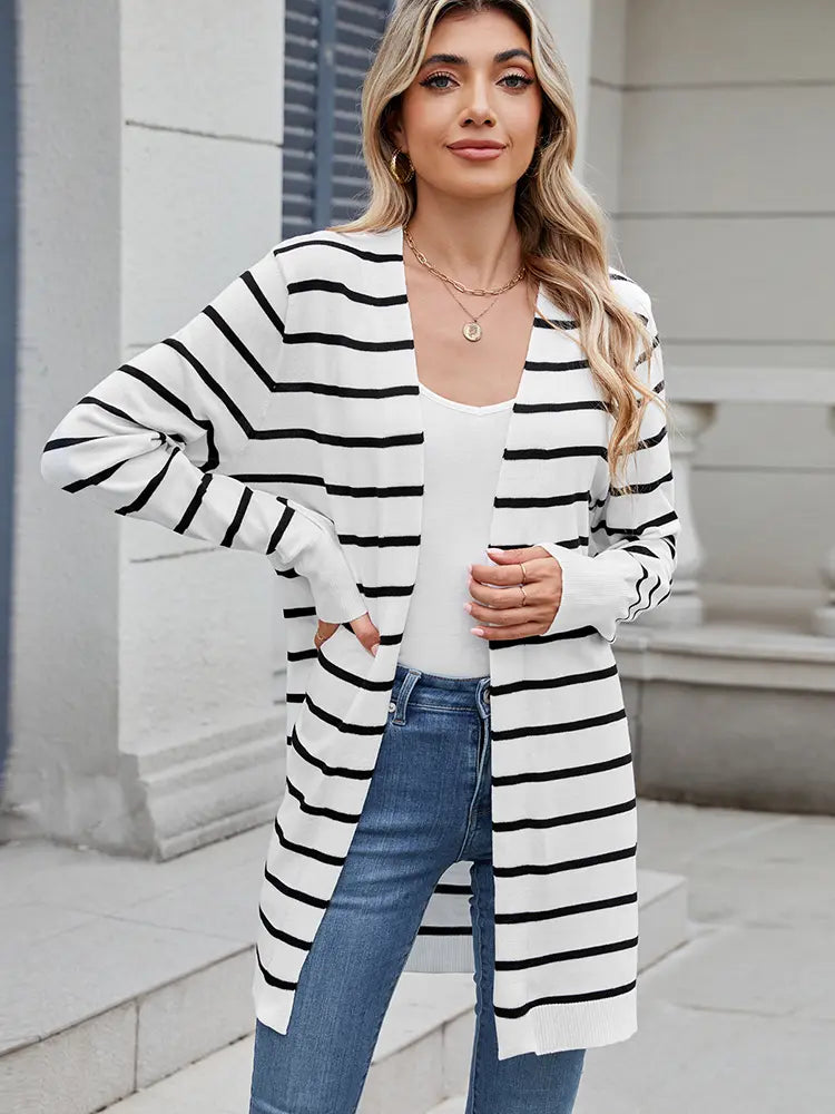 Cardigan with Stripes and Relaxed Fit