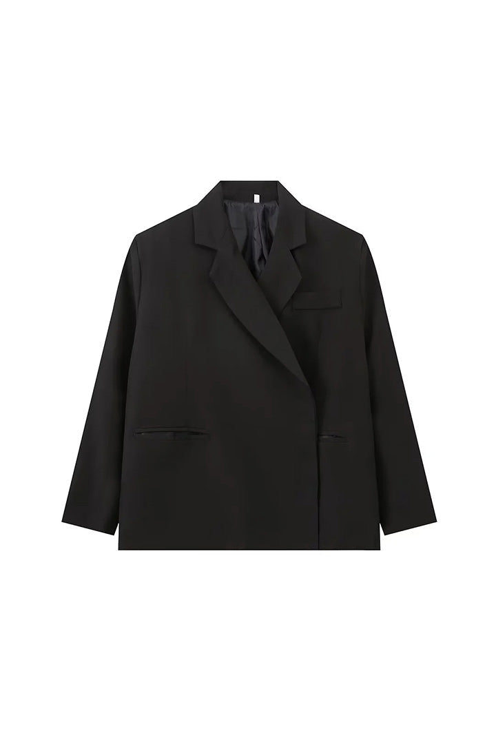Modern Oversized Side Slit Blazer Steel Blue