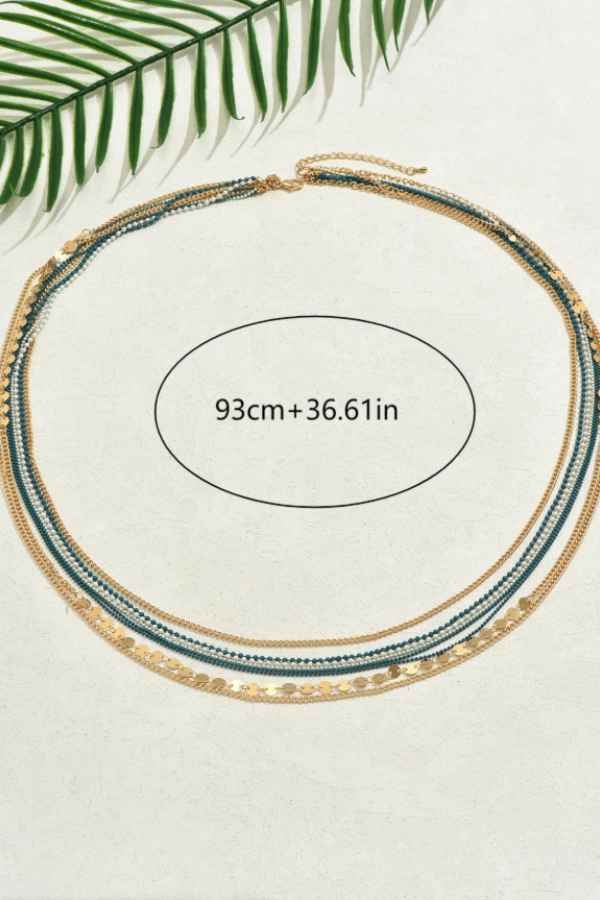 Statement Women's Fringed Beaded Stacked Necklace