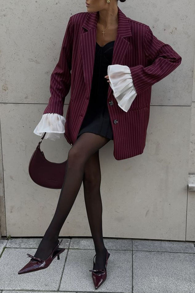 Modern Oversized Striped Lace Blazer