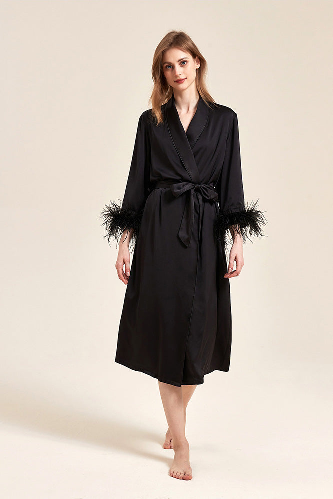 Modern Pink Feather Bridal Robe
