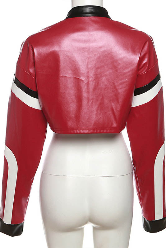 Modern Embroidered Biker Faux Leather Jacket