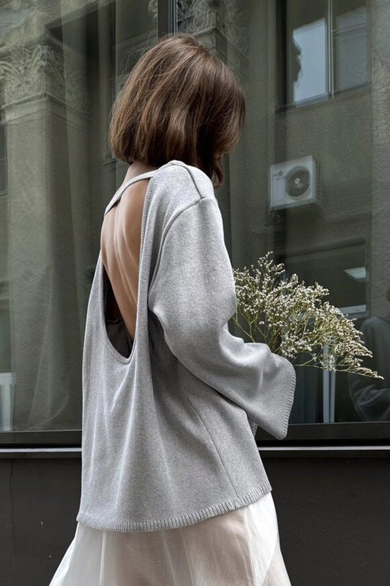 Hidden Open-Back Lazy Knit Sweater