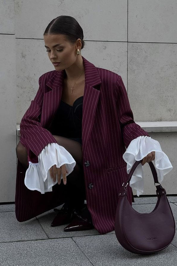Modern Oversized Striped Lace Blazer