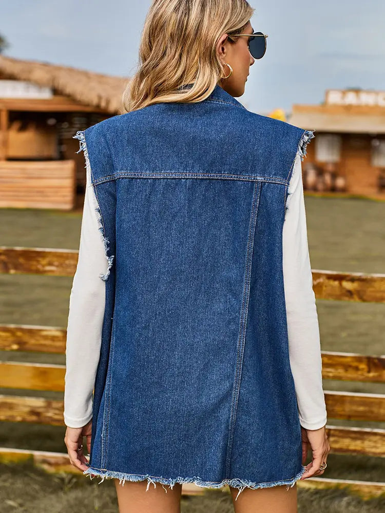 Cropped Denim Vest for Layered Looks