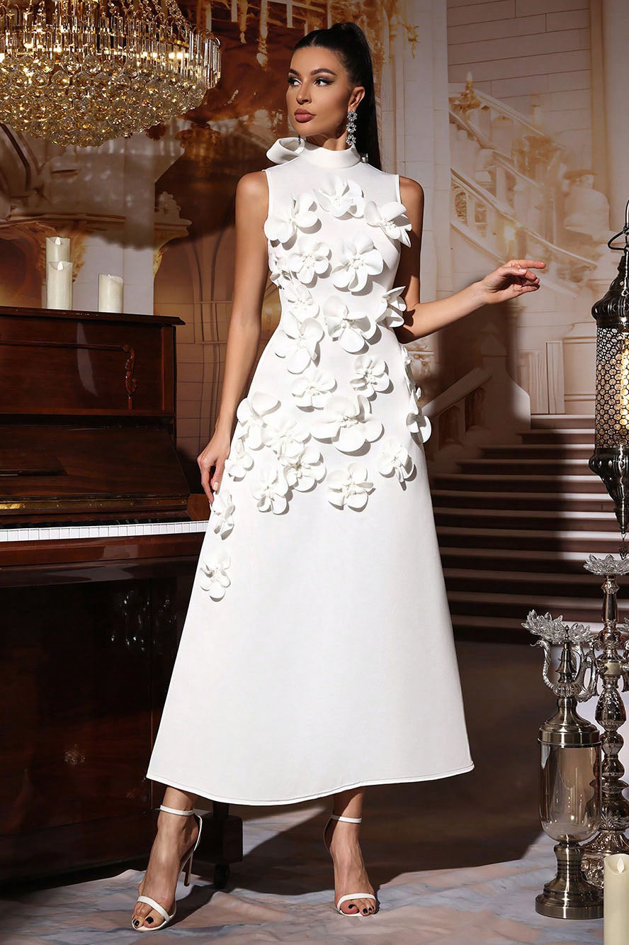 Ethel Flower Embellished Sleeveless Maxi-Length Dress