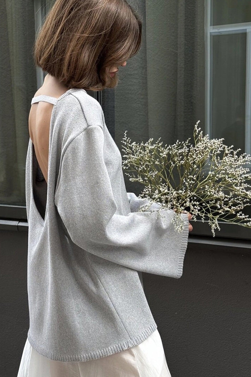 Hidden Open-Back Lazy Knit Sweater