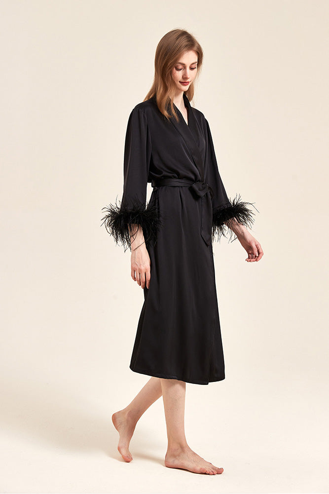 Modern Pink Feather Bridal Robe