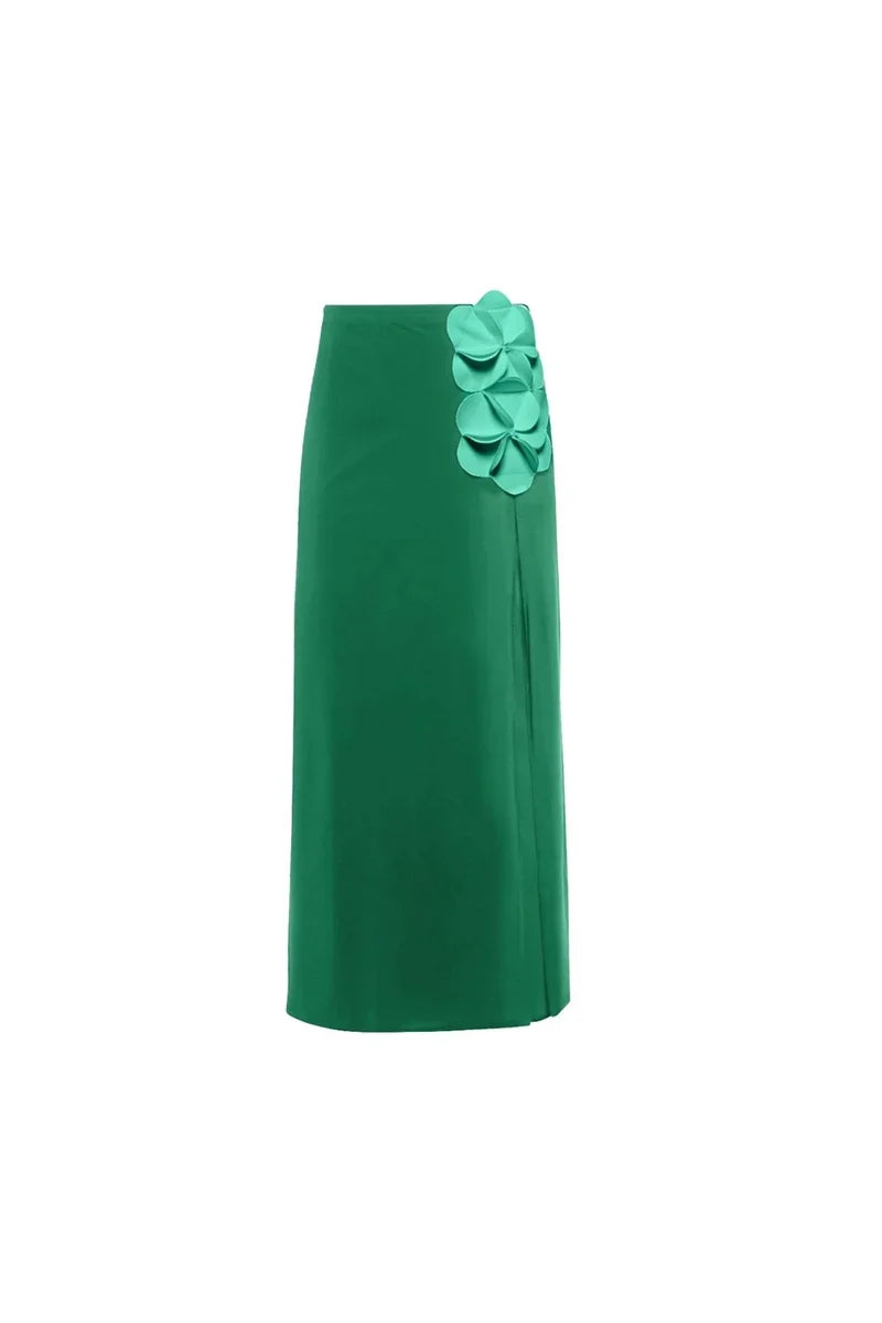 Green 3D Flower Strapless Swimsuit
