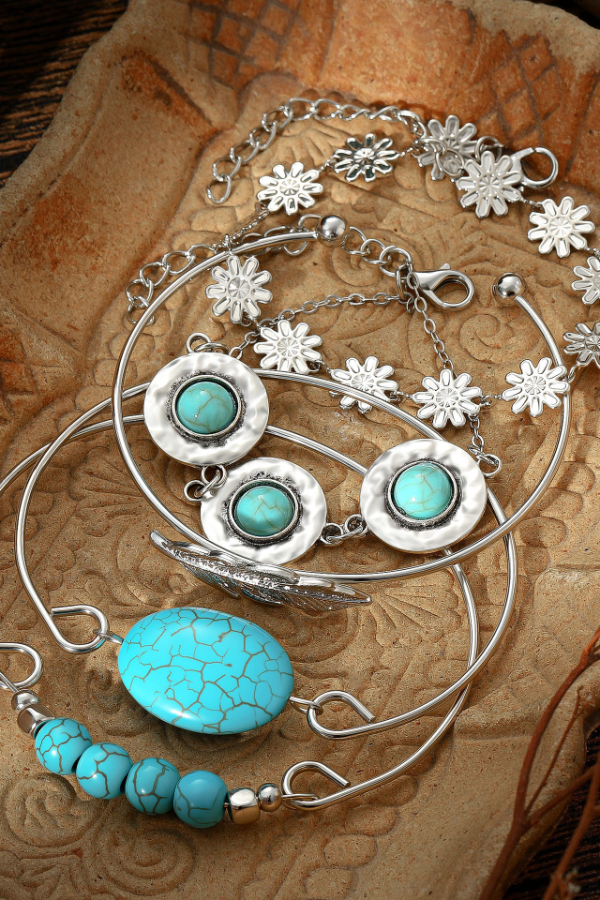 Women's Western Retro Turquoise Personalized Multi-element Beaded Jewelry Set