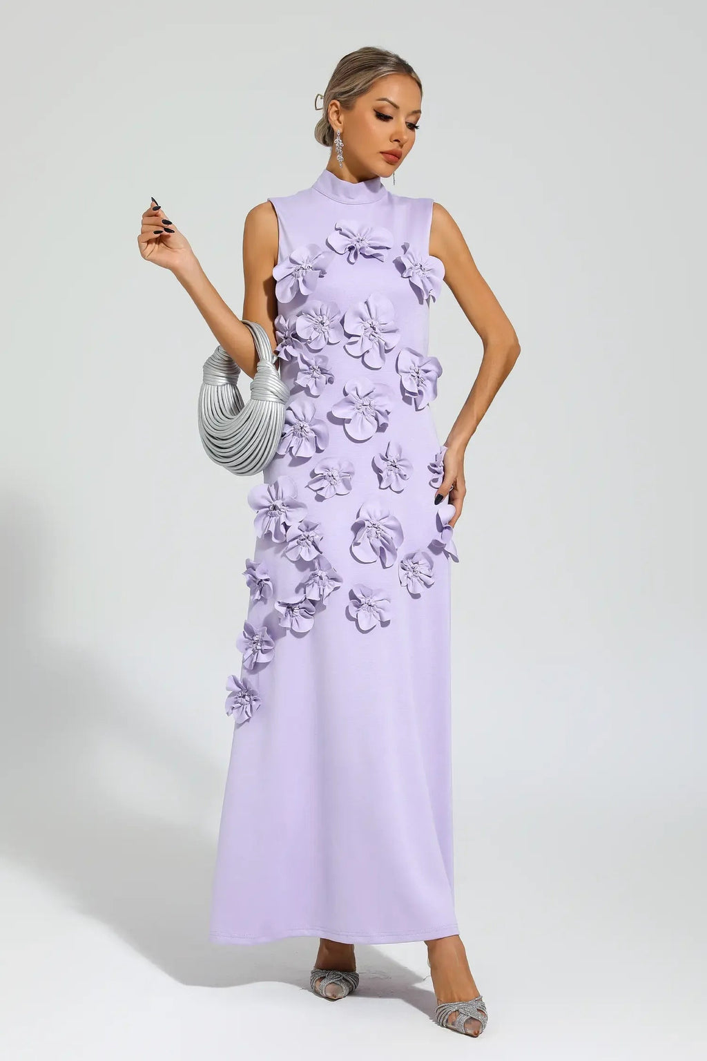 Ethel Flower Embellished Sleeveless Maxi-Length Dress