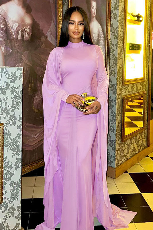 Sheer Cape Two-Piece Maxi-Length Dress Set