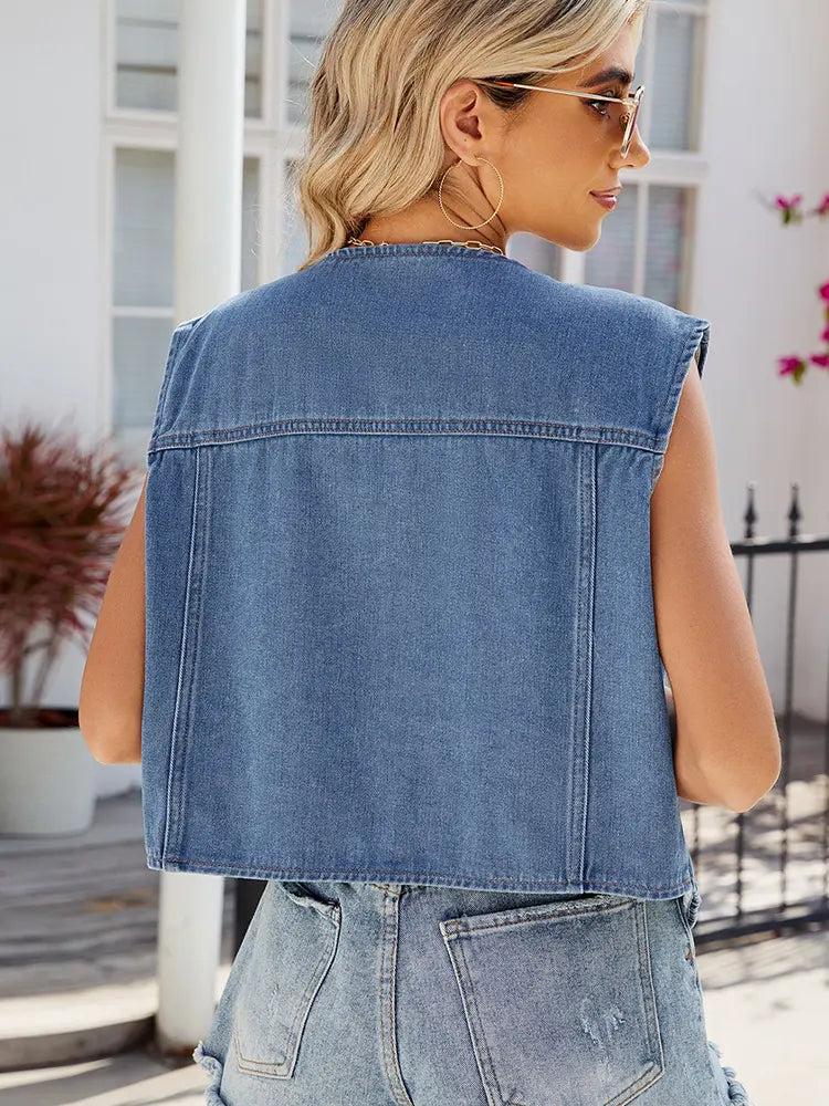 Lightweight Denim Vest with Relaxed Fit