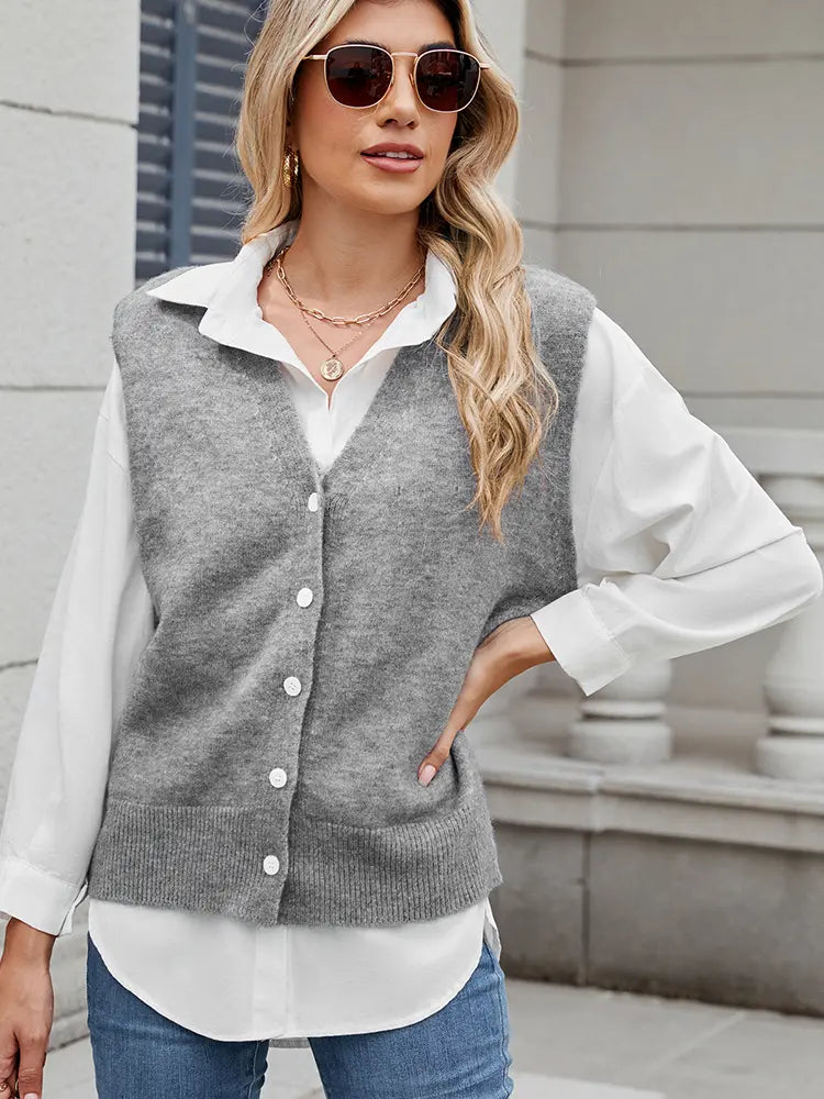 Lightweight Vest with Button Closure and Relaxed Fit