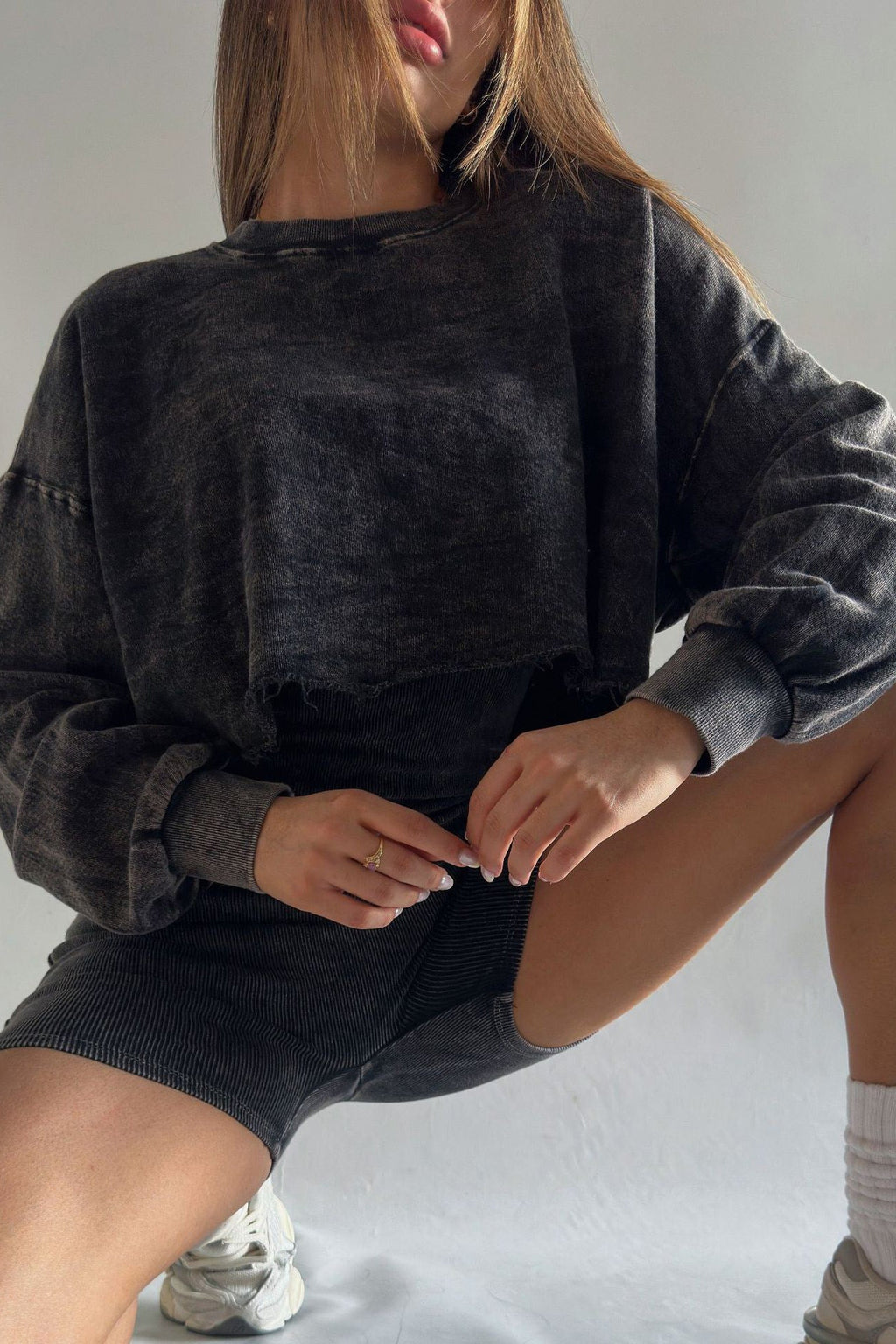 Fitted Jumpsuit + Retro Washed Sweatshirt Set