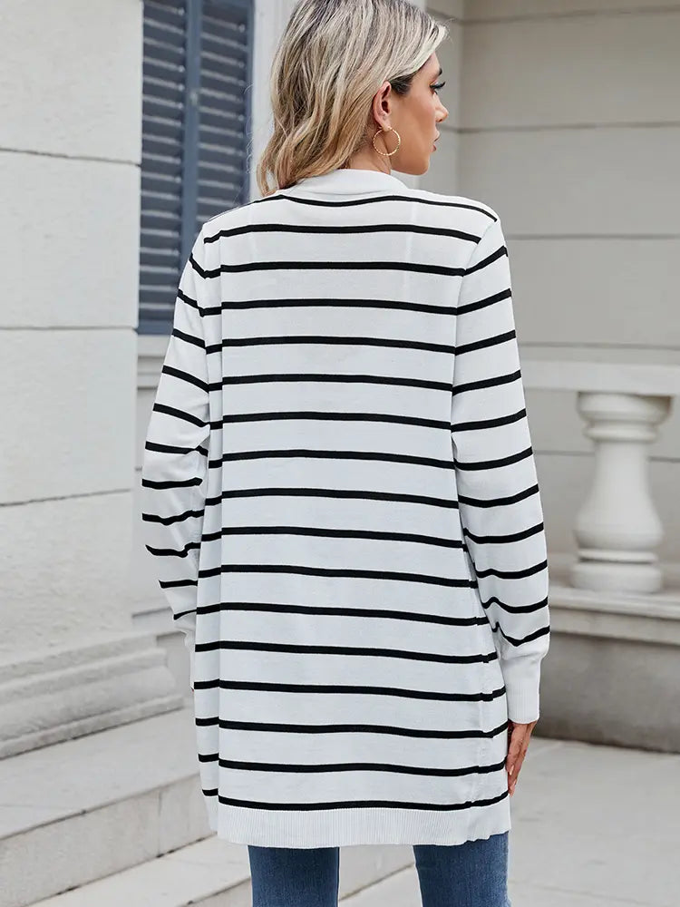 Cardigan with Stripes and Relaxed Fit