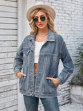 Oversized, Mid-Length Denim Jacket with Button Closure