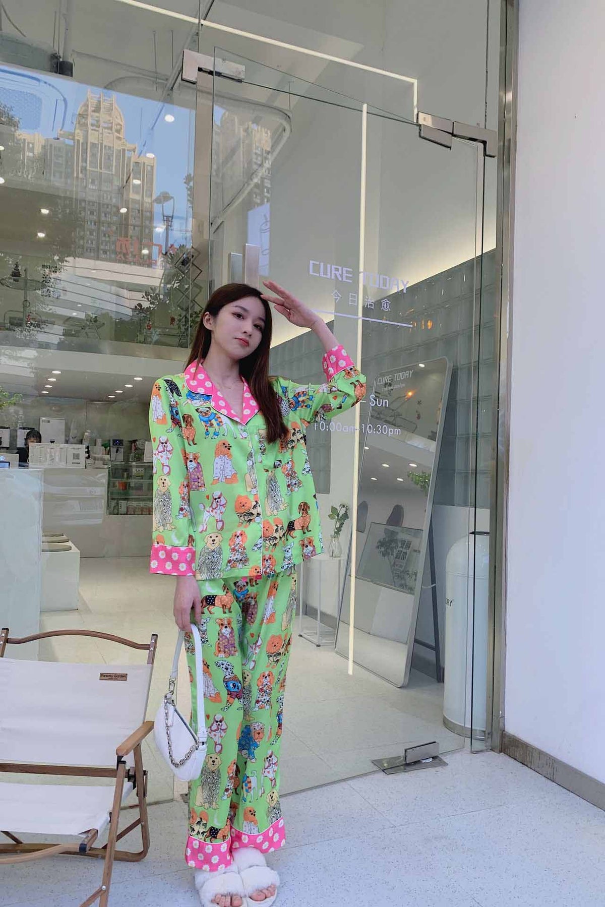 Coordinated Artistic Illustration Pajama Set