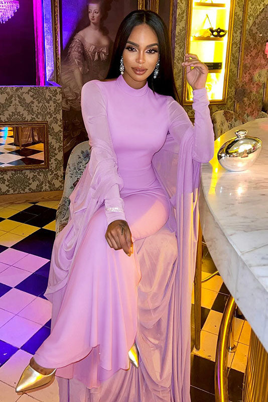 Sheer Cape Two-Piece Maxi-Length Dress Set