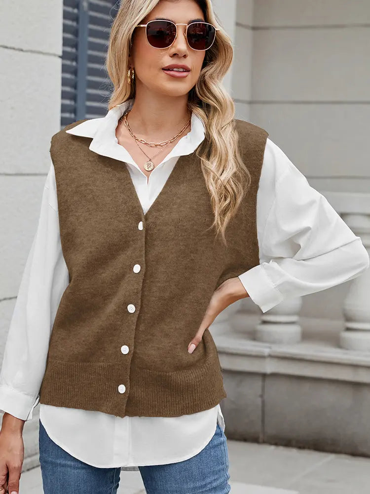 Lightweight Vest with Button Closure and Relaxed Fit