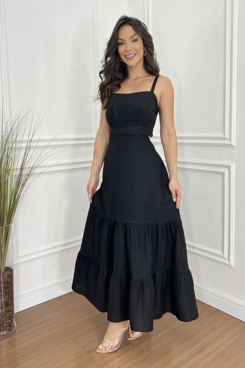 Trendy Versatile Solid Spaghetti Strap Midi-Length Dress