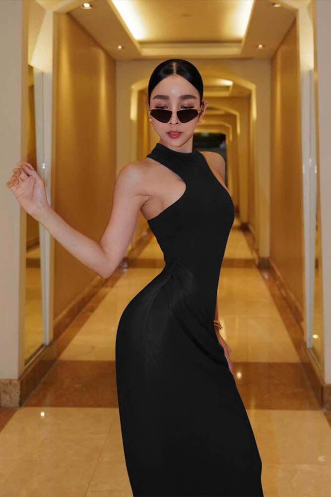 Panelled Cut-Out Fitted Dress