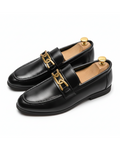 Vegan Leather Loafers with Two-Tone Detail