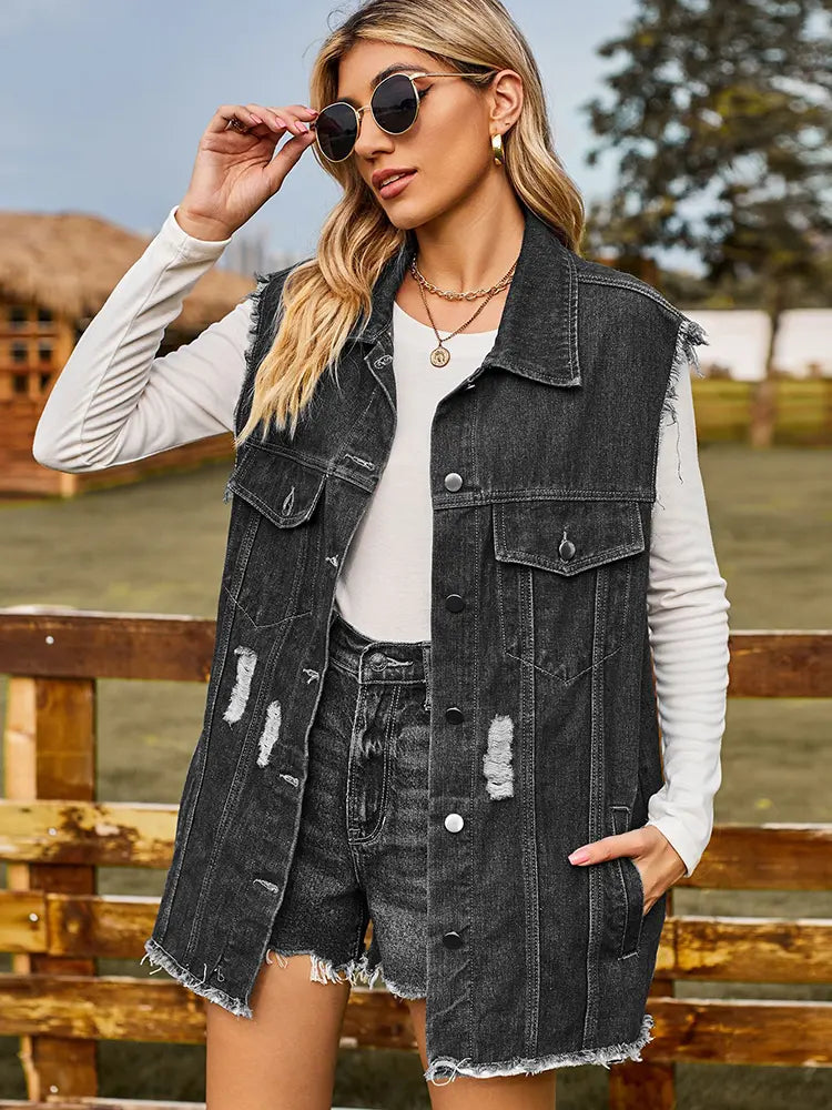 Cropped Denim Vest for Layered Looks