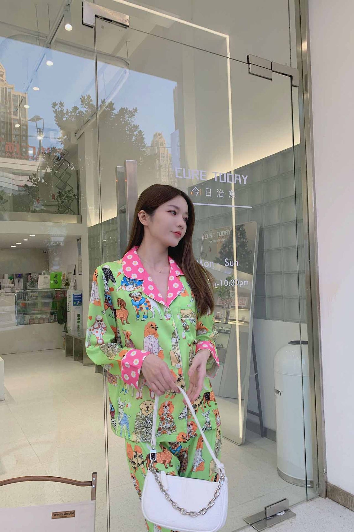 Coordinated Artistic Illustration Pajama Set