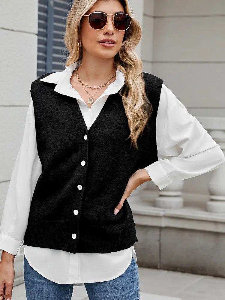 Lightweight Vest with Button Closure and Relaxed Fit
