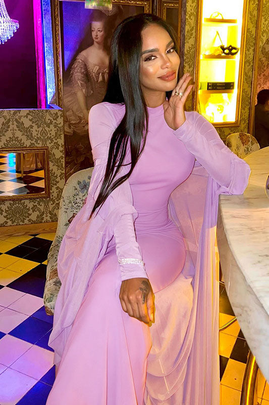 Sheer Cape Two-Piece Maxi-Length Dress Set