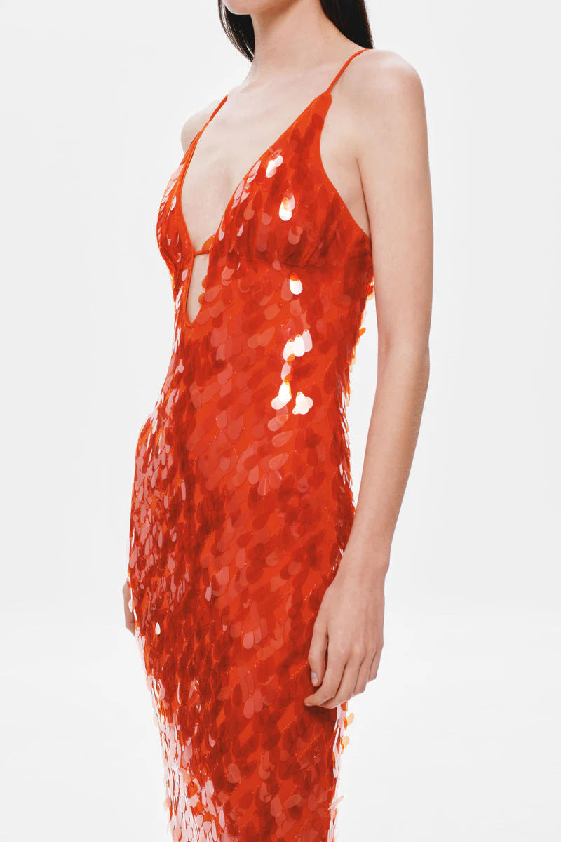 Modern Glittery Dress with Thin Straps
