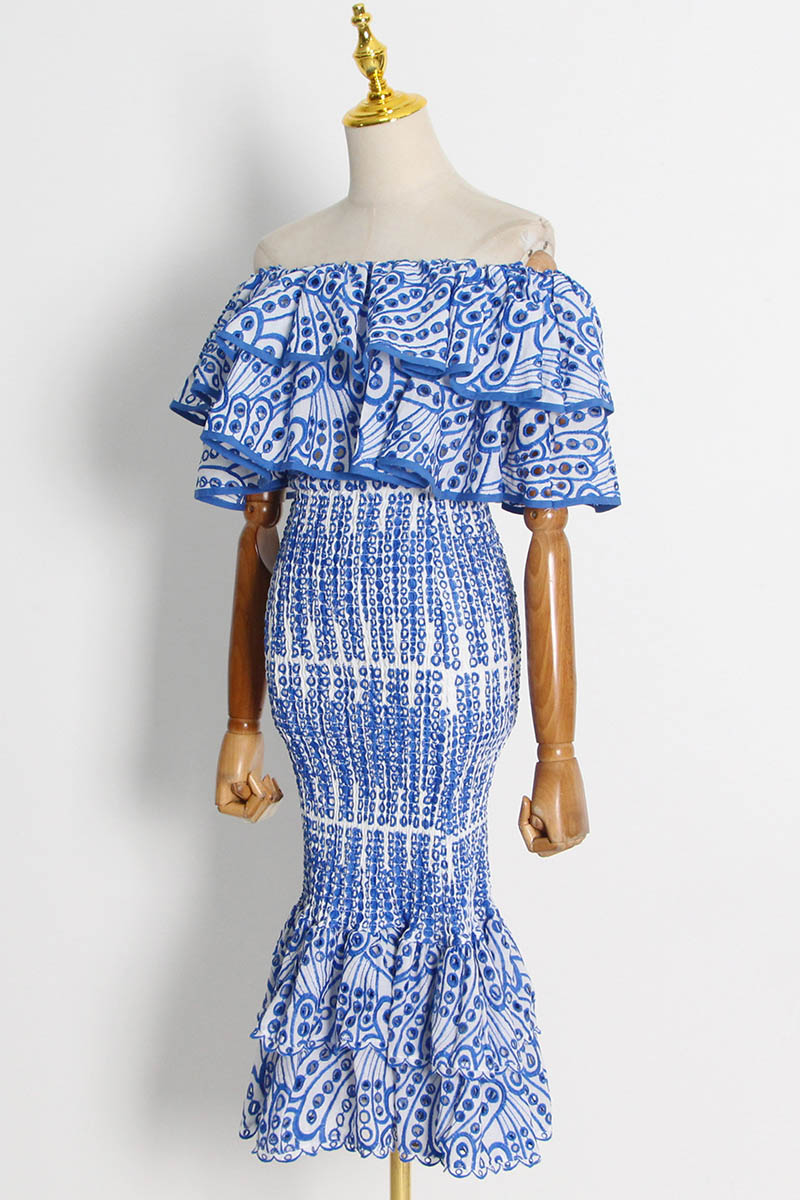 Dolly Embroidered Lace Tiered Ruffled Maxi-Length Dress Set