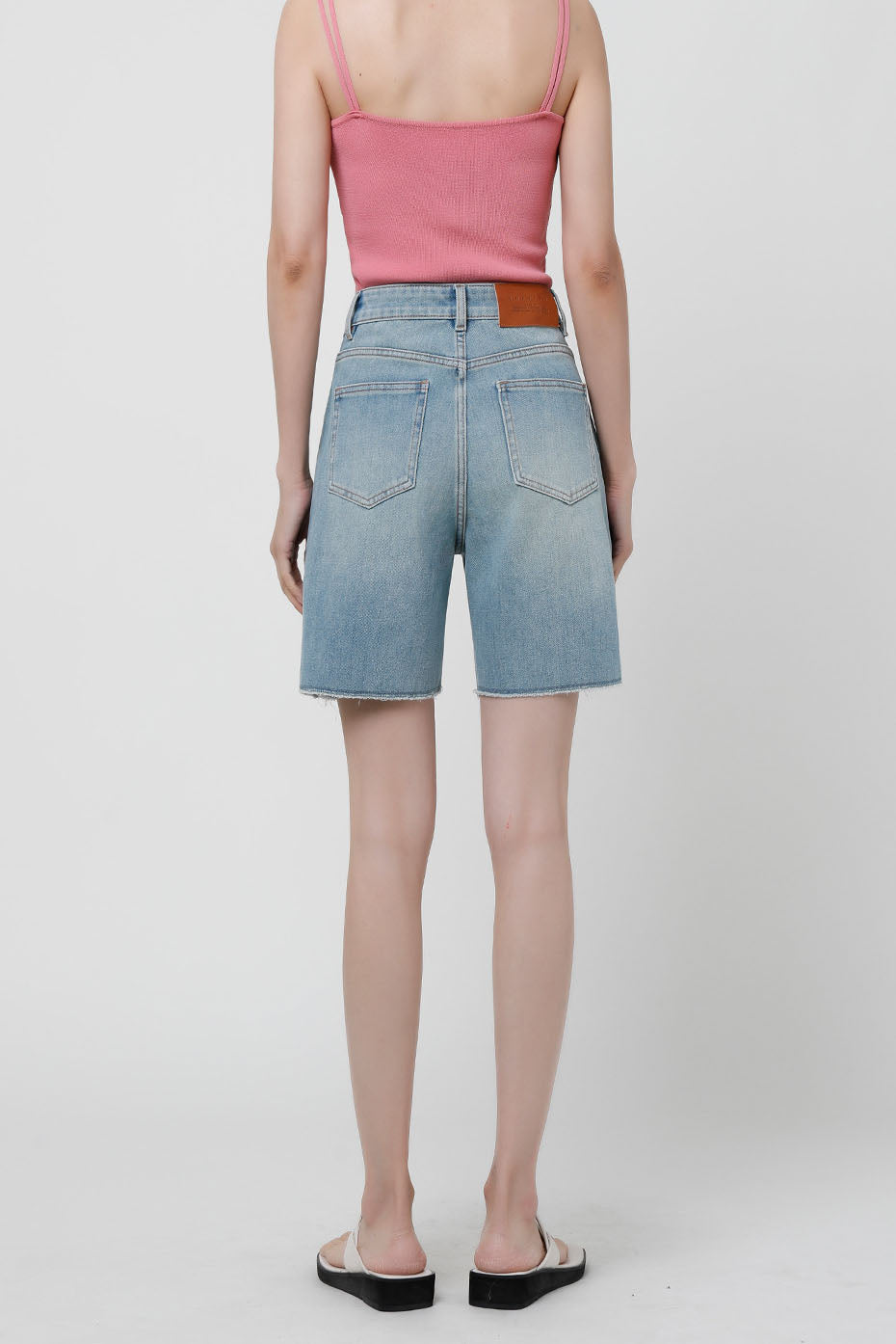High-Waisted Stretch Denim Shorts