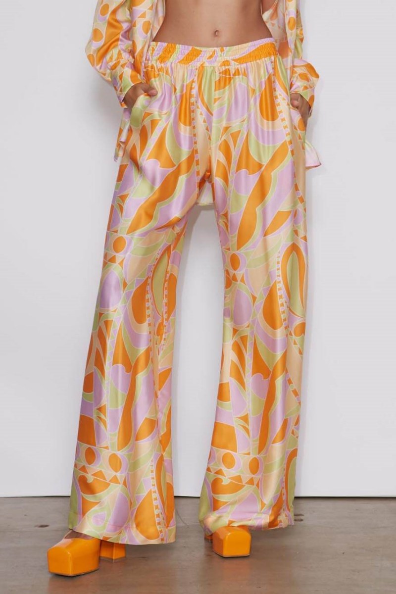 Timeless Print Loose Waist Elastic Pocket Trousers-Set