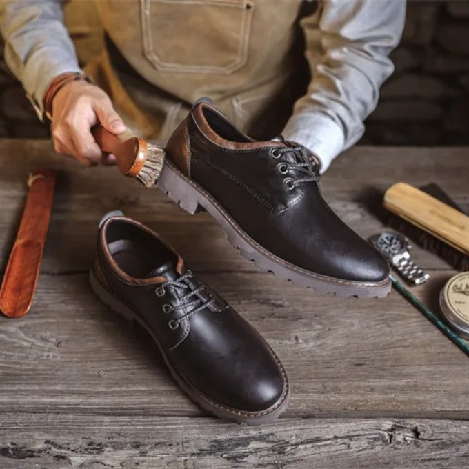 Casual Polished Leather Oxford Shoes